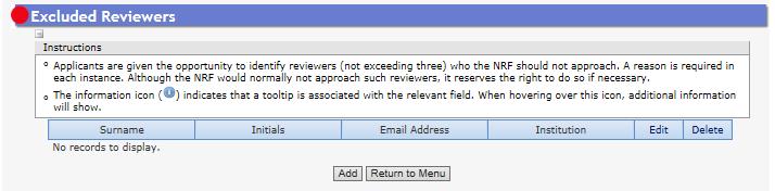 Step 14: You are also given an opportunity to provide details of reviewers who should be excluded from the reviewing process for your application.