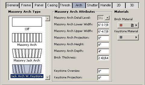 You can select from two types of arches at the Detail Level Parameter: Stucco and Brick Arch.