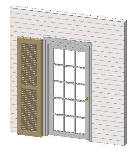 The overall width of Functional shutters is equal with the width of the door and it is automatically calculated by ArchiCAD.
