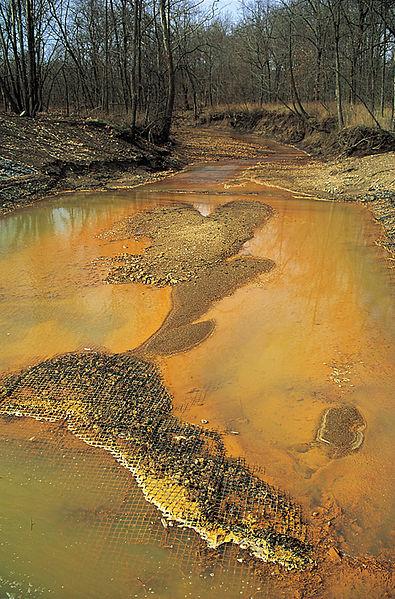 Acid Mine Drainage the outflow of acidic water from (usually abandoned)