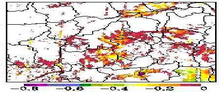 As shown in gures 2(d) and 8(b, c), most of those pixels that had negative values (smaller NDVI than NDWI values) on 11 20 June and 21 30 June had large proportions of