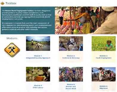 DRE Toolbox An integrated set of tools and resources The main FAO publications and resources on decent rural employment are systematized in the online Decent Rural