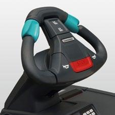 grip. Reduced strain on neck and spinal column when cornering. One-handed operation and automatic return of the steering wheel to straight line travel. Adjustable to individual body size.