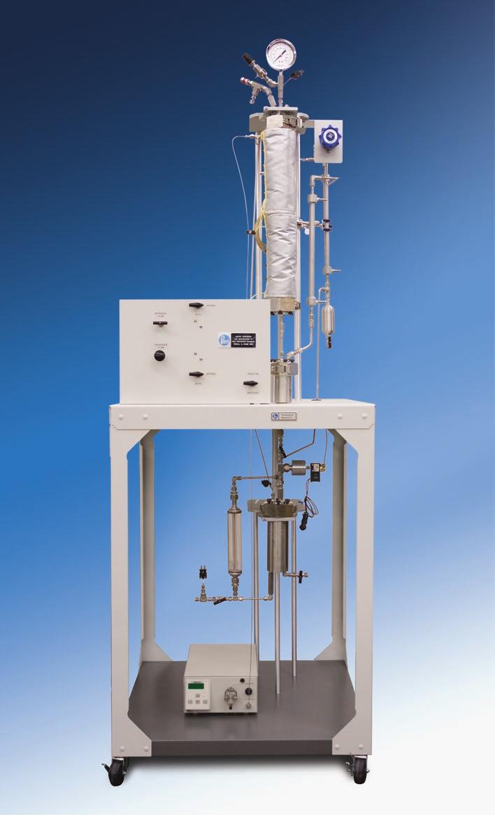 Series 5400 Continuous Flow Tubular Reactor Systems Tubular Reactor System on Floor Stand with 3-zone Flexible Mantle Heater, one Mass Flow Controller, one Liquid Pump, and a High Pressure Gas/Liquid