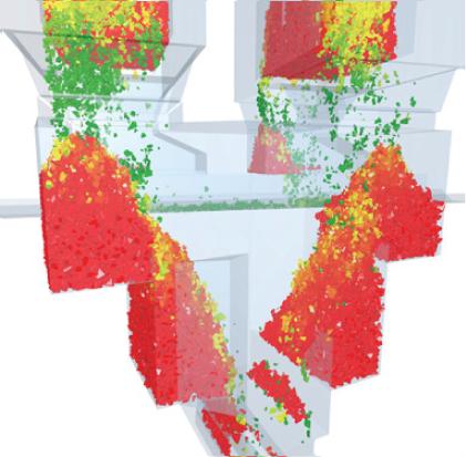 Identify areas experiencing the highest impact and abrasion forces and Compare projected wear patterns between different designs or operational scenarios Properly-deployed DEM simulation provides