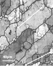 In order to further investigate the variation in the microstructure of the friction stir welded 6061 Al alloy, the microstructures that are marked in region P shown in Figure 3 was observed by EBSP