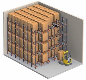 The Radio-Shuttle brings the pallets to the entrance so the forklift does not have to enter the lane. - Higher number of references stored.