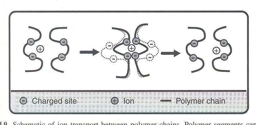 REVIEW OF FUEL CELL CLASSES IN POLYMER ELECTROLYTES Schematic of ion transport between polymer chains: Polymer segments