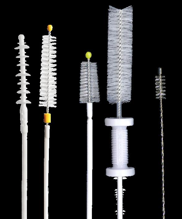 Cleaning Brushes The US Endoscopy cleaning brush line includes an array of single-use brushes that feature key elements needed for proper care of delicate endoscopes.