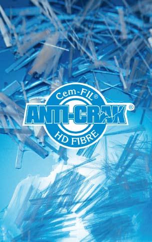 ANTI-CRAK HD (High Dispersion) These fibres are designed to be used with normal concrete mixes at very low addition levels typically 0.6kg/m3 (1lb/yd3) of concrete.