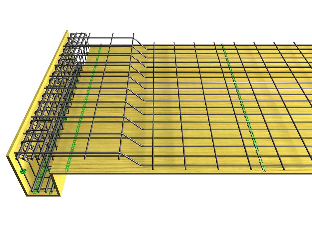 Volume Α In cases where mesh is used as upper reinforcement in a slab support, its position can be secured with the use of an S-shaped mesh spacer placed on the lower reinforcement grate along the