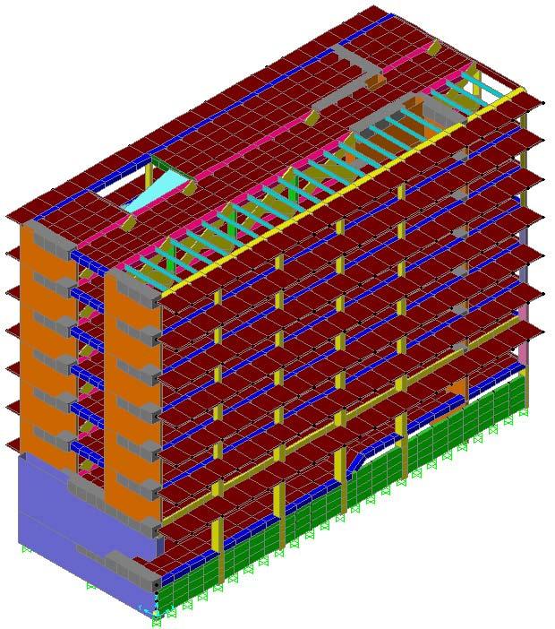 . DATA AND MODEL OF THE EIGHT-STOREY R/C BUILDING In order to verify the design assumptions and available drawings, some coming from the original design and some from the retrofitting phase, a series