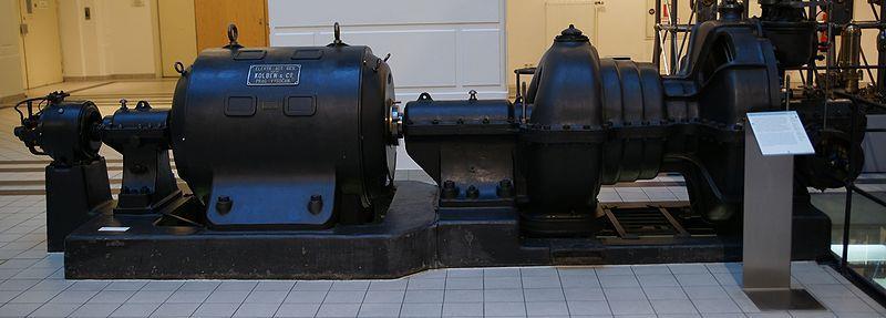 0.25 MW Steam turbine (right), AC generator