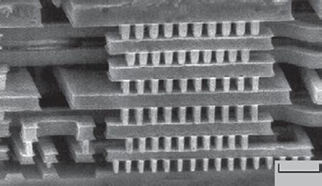 the photoresist into the thin film. See color plate section. M6 M1 M3 M2 M5 M4 2µm Figure 1.2 A cross-section scanning electron microscope image of a six-level metal backend structure.