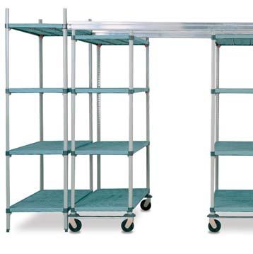 Creates moveable aisles Eliminates hard to reach or dead spaces The guide track is positioned above the