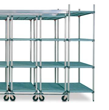clean Carts & trolleys can easily be easily manoeuvred into & out of the active aisle The guide track