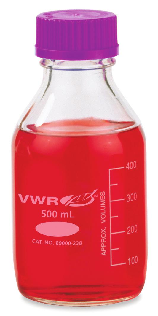 VWR EQUIPMENT FOR CELL CULTURE VWR Storage/Media Bottles VWR Storage/Media Bottles are designed with a wide opening (30mm I.D.) and a drip-free polypropylene pour ring.