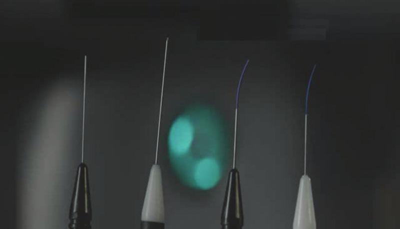 Figure 4. Straight and curved laser probes with various diameters are available. Vitrectomy.
