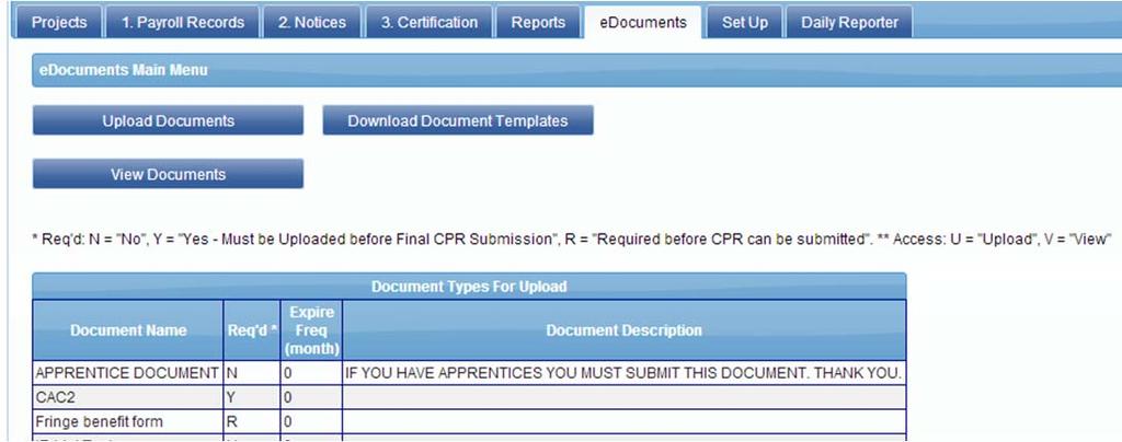edocuments Upload edocuments View YOUR edocuments AND your Subcontractors edocuments Only your Administrator