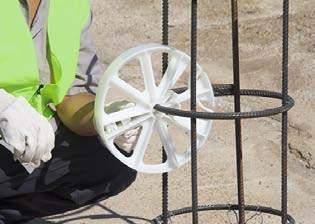 Quick-Lock HD pier wheels are made of durable, noncorrosive plastic and fit numbers 3 through 7 rebar ties.