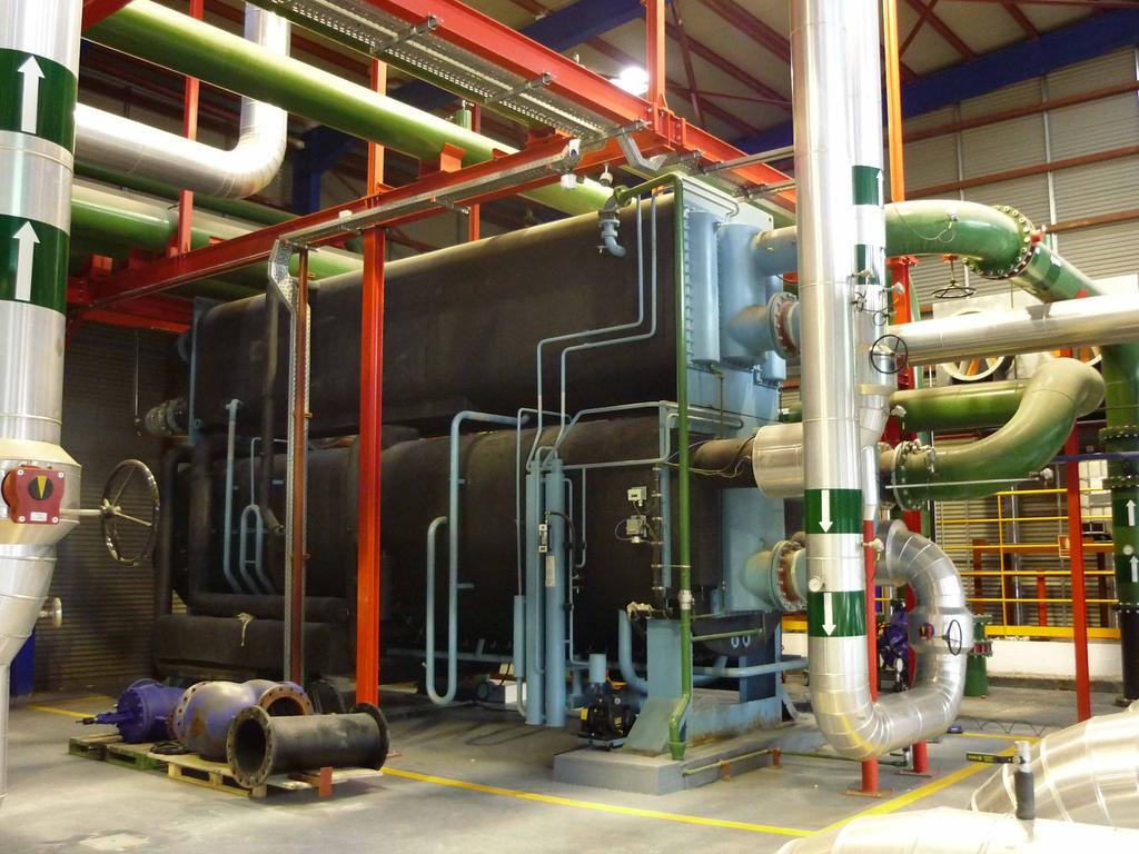 Exhausts gases inletoutlet and by-pass in the double effect absorption chiller Simple