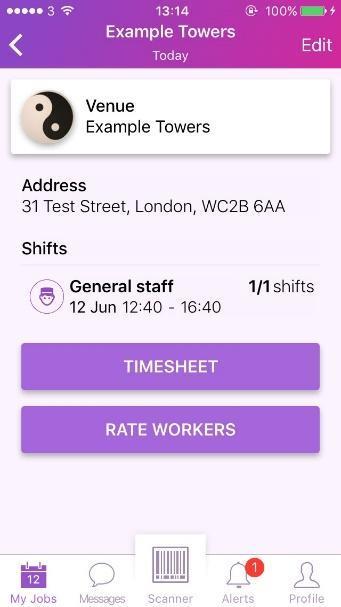 1) After the shift has ended, you will be able to rate the workers who attended the shift.