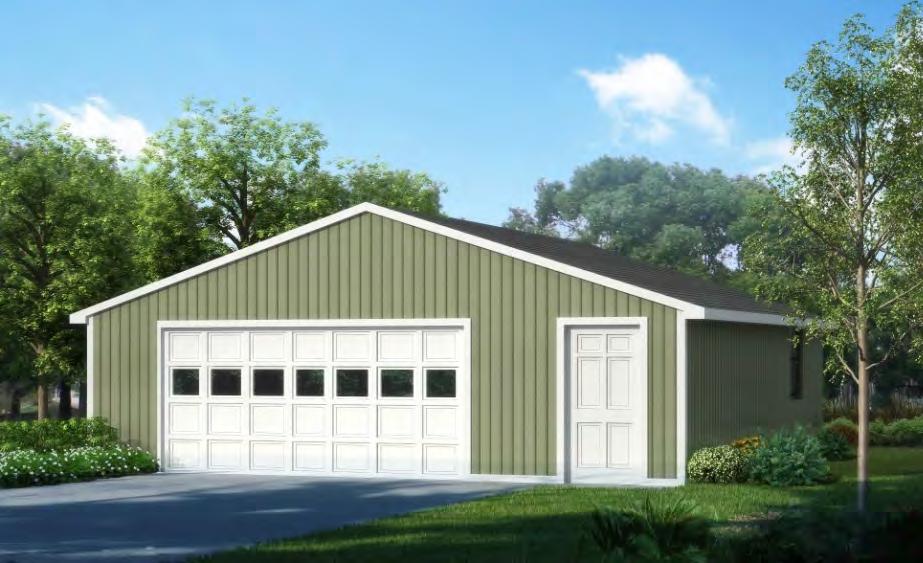 Trussed Garages Standard elevation w/ 9'x7' overhead doors 24'x24' (810-28-99)