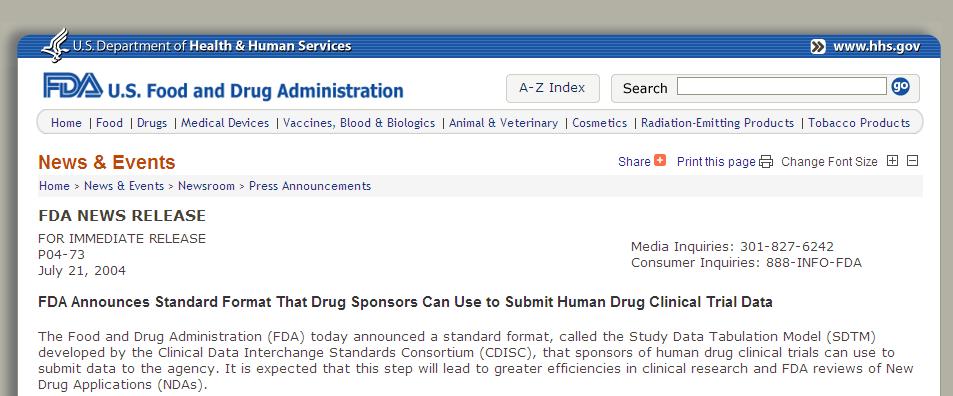 FDA Announcements 2004-2013 2004 2006 2008 2006 HHS Food and Drug Administration (FDA) PROPOSED RULE STAGE 36.
