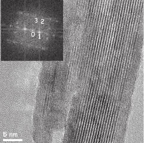 Discovery of Nanotubes in Ancient Damascus Steel 309 Fig. 7. Embedded remnant with a fringe spacing of 0.63 nm, which is characteristic of cementite.
