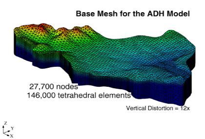 ADH ADaptive Hydrology/Hydraulics model that simulates flow and