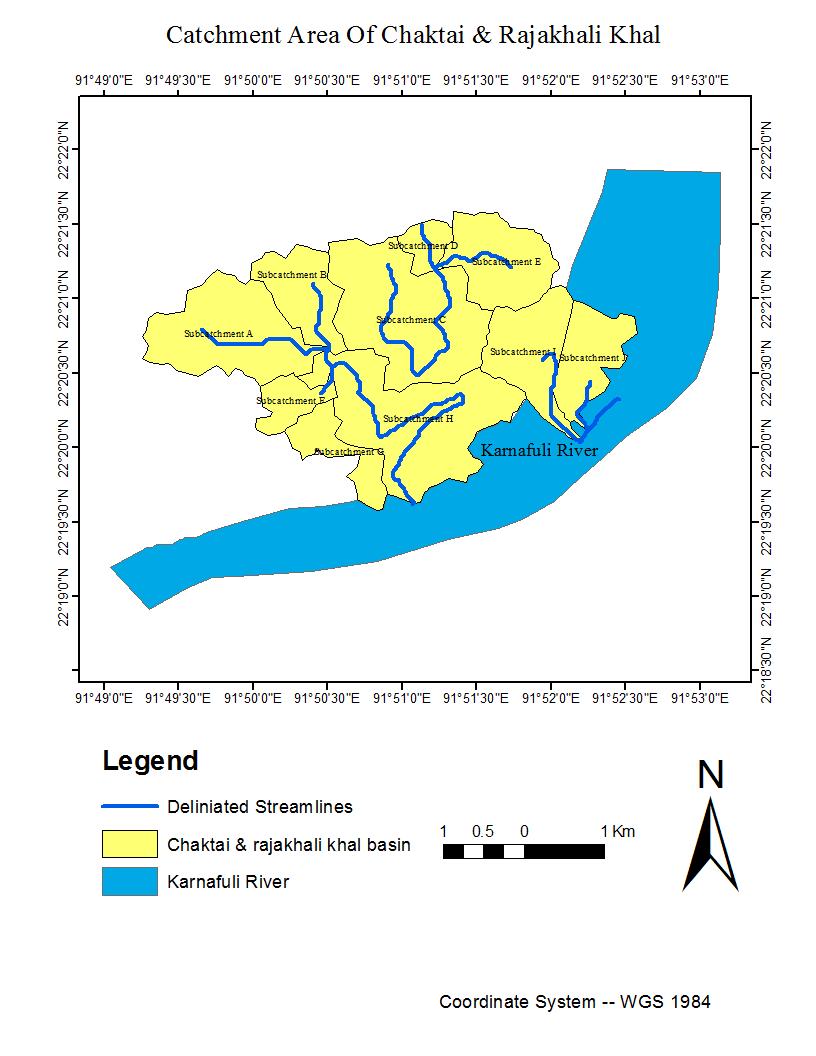 Figure 4: Watershed delineation of Catchment area Table 1: Area of Delineated watersheds Sub catchment