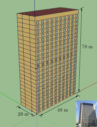 Building Model 24-story prestige air conditioned office building South-north orientation 20mX48mX78m Total floor area: 230,400 m2