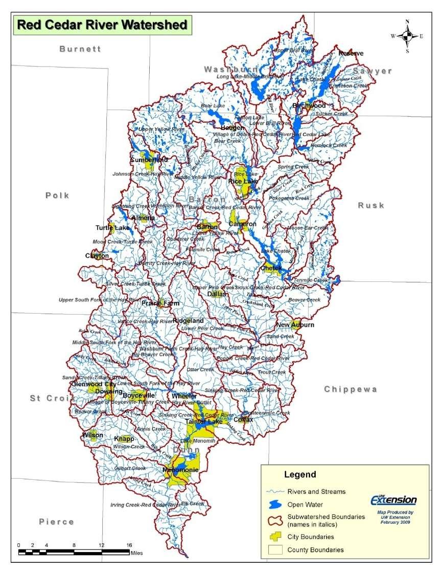 The Red Cedar River Watershed covers most of Barron and Dunn Counties, and parts of several others.