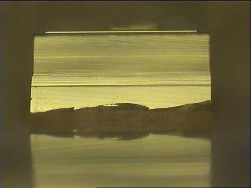 Using high power scope, there is die crack was observed. This is happen due to this die thickness not robust for wafer saw.