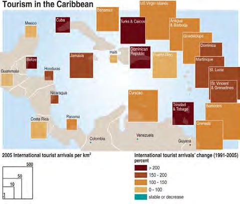 Tourism pressure Tourism in the Caribbean Cartography: S.