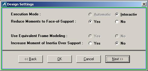 In the first release of the program, the automatic option is not activated. Next, select Yes for the Reduce Moments to Face- of- Support option.