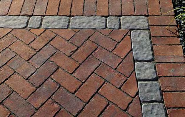 1 Several types of Genest Paving Stones arranged in various fashions can be incorporated into borders and