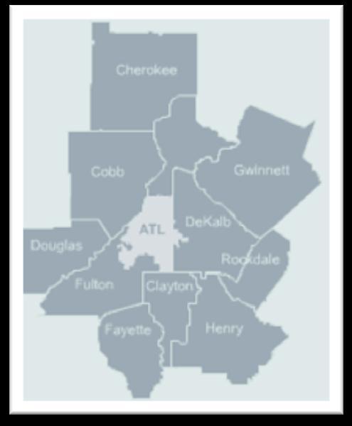 28 counties City of Atlanta is part of larger metropolitan area ARC: