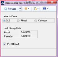 Receivables Management year-end closing procedures (OPTIONAL) Page 20 Note: You cannot Reprint the Year-End Close report.