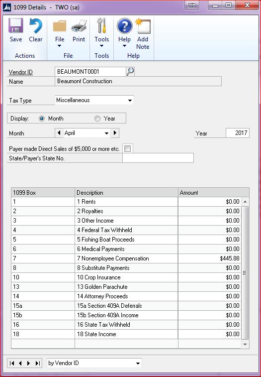 Payables Management year-end closing procedures (Optional) Page 32 Method 4: Edit the 1099 directly (Use for Microsoft Dynamics GP 2010 and prior versions but will work for all versions) (Note: The