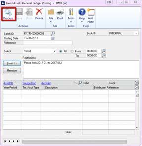 Step 4: Perform the GL Posting (GL Interface) process (Optional) 1. Go to Microsoft Dynamics GP > Tools > Routines > Fixed Assets > GL Posting. 2.