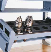The tool rack comes with perforations to insert Taper, Straight, Sandvik Capto, HSK, KM and VDI tools.