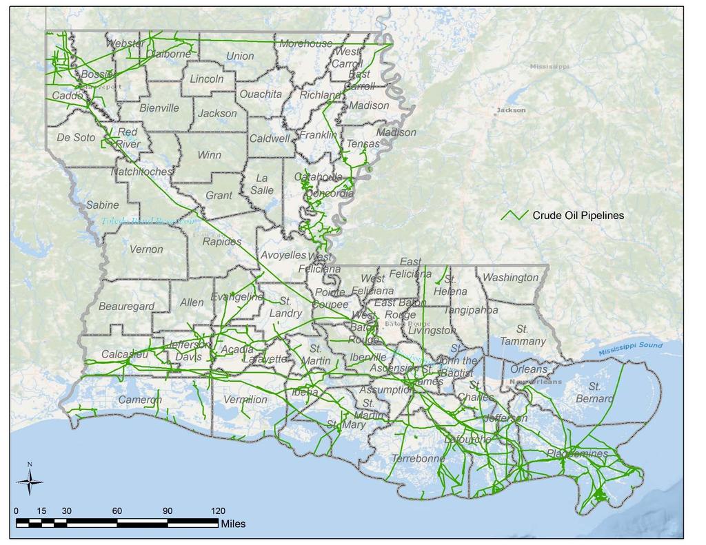 Section 3: Louisiana Energy Louisiana Crude Oil Pipelines Louisiana has a large number of crude oil pipelines that