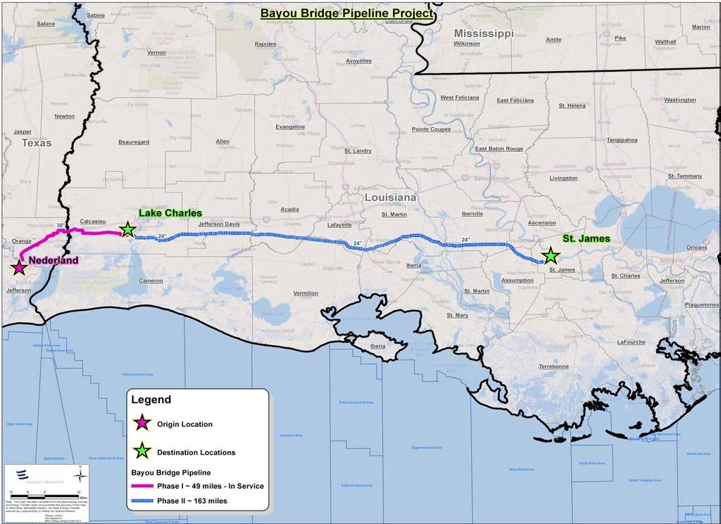 Section 2: Background Project Geographic Scope The new segment of the Bayou Bridge Pipeline will run from Lake Charles, Louisiana to