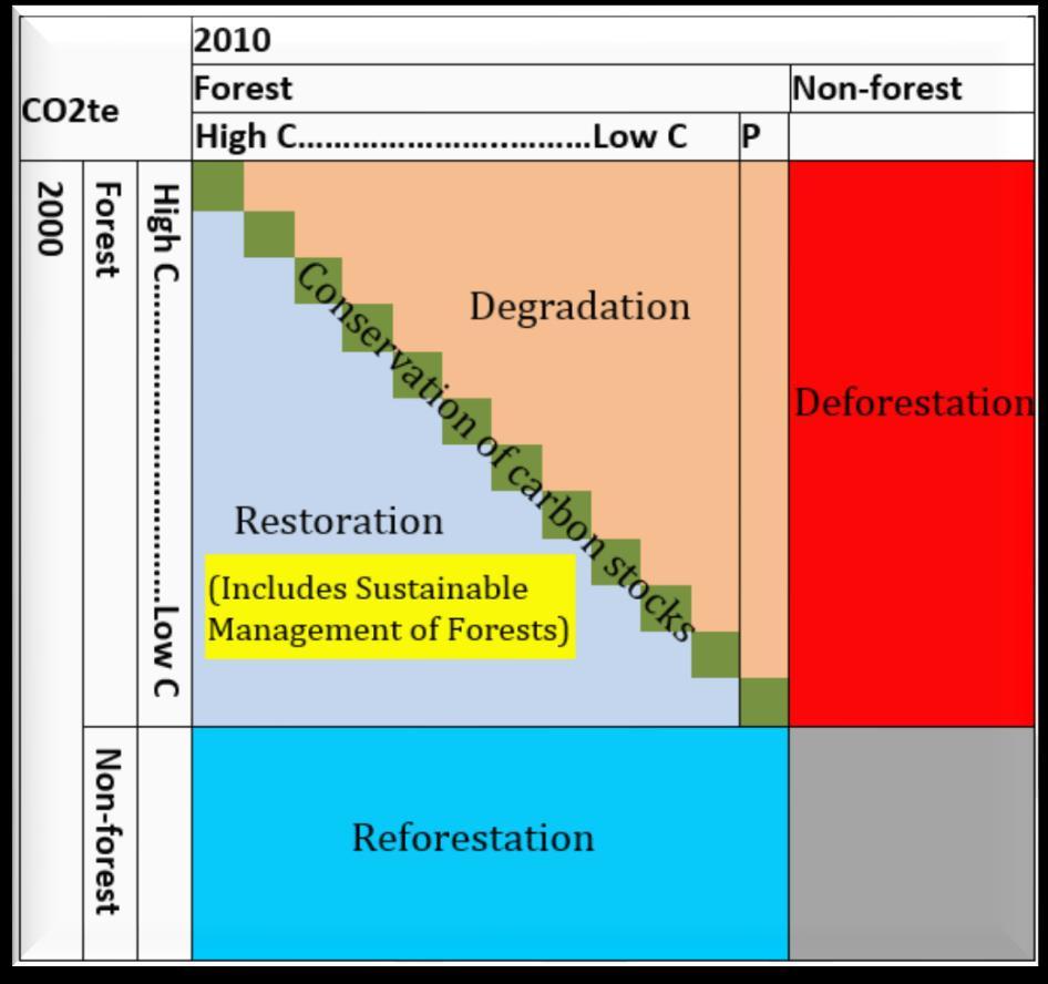 Reference Period & Scope 1995-2010 National level All 5 REDD+ activities are included, but reported separately into 2 reference levels: Forest reference emission level (FREL): including