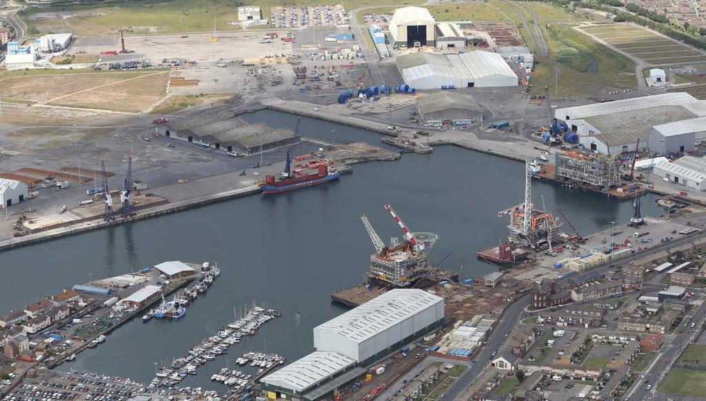 (LxWxH) 60 x 31 x 9 m (LxWxH) 4x 10 t, 8,1 m below hook 3x 10 t, 7,4 m below hook Heerema Hartlepool offers two purpose-built construction facilities located around the sheltered Victoria Harbour in