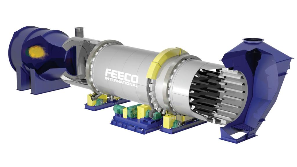 ROTARY DRYERS & COOLERS FEECO Rotary Cooler FEECO Rotary Dryer CAPACITY 1 TPH - 200 TPH+ (1 MTPH - 181 MTPH+) DIAMETER 3-15 (1-4.