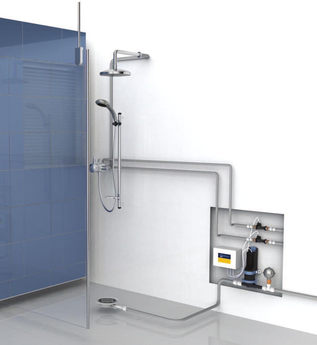 Dry-Deck 20 Wet room Pumped Shower Drainage Solutions Flow Sensor Measures the water flow through