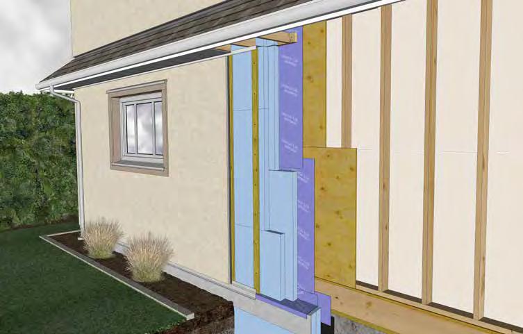3 Wood-Frame Walls Exterior Insulation This above grade wall assembly consists of rigid or semi-rigid insulation placed on the exterior of a conventional above grade, uninsulated 2x4 or 2x6,