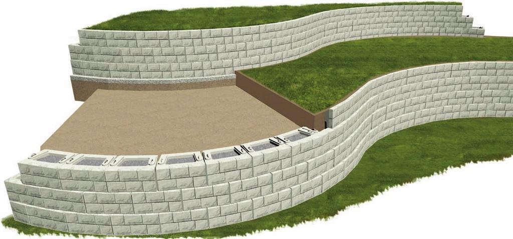 Verti-Block showcases a 5-inch depth of relief, hiding joints, and making a finished wall appear more like stacked stone.